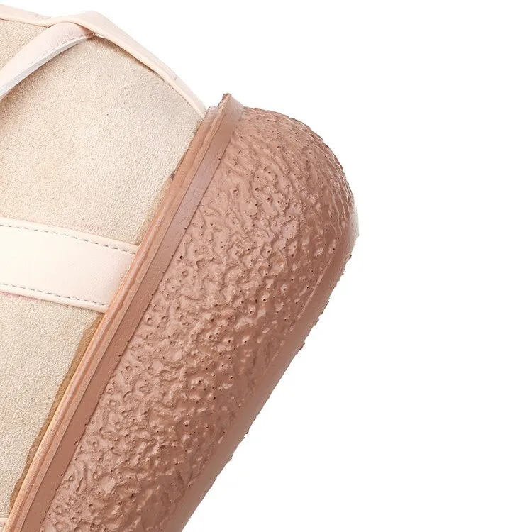 Best Running Shoes For Bad Knees And Flat Feet Women's Round Toe Cross Tied Strap Platform Flat Many Jane Shoes