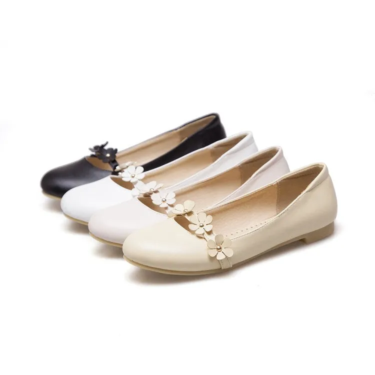 Shoes Extremely Flat Feet Women's Round Toe Shallow Flowers Flats Shoes