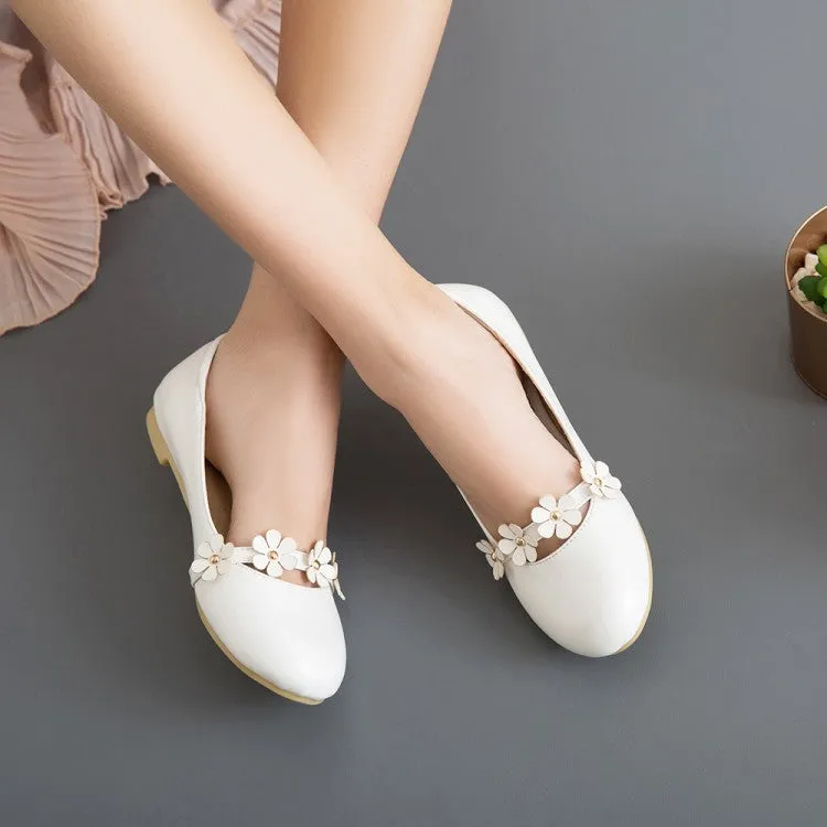 Women's Round Toe Shallow Flowers Flats Shoes Flat Sole Derby Shoes