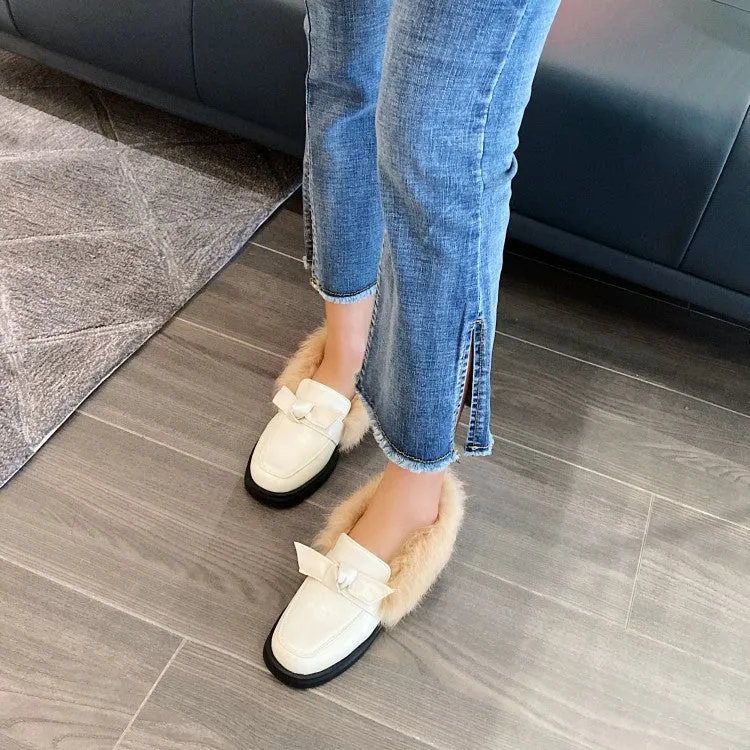 Wide Width Flat Shoes Women's Shallow Slip on Bowtie Flats Platform Shoes