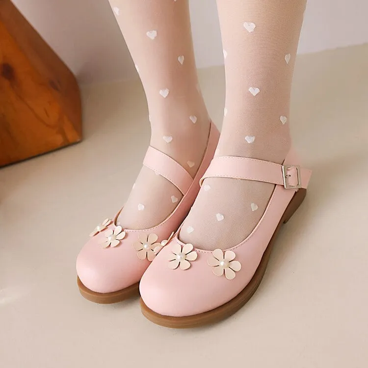 Women's Solid Color Round Toe Flora Flat Many Jane Shoes Supportive Flat Dress Shoes