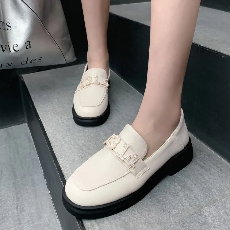 Women's Solid Color Round Toe Rhinestone Decor Slip on Flats Shoes Manhattan Running Shoe Store Gait Analysis 3d Scanning Flat Feet