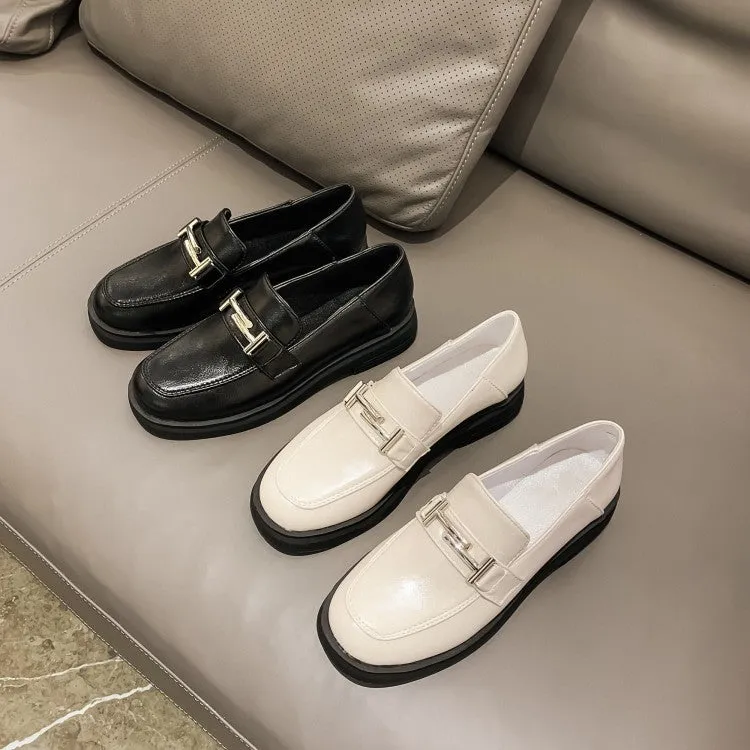 Flat Shoes With Ankle Straps Women's Solid Color Square Toe Metal Decor Slip on Flats Shoes