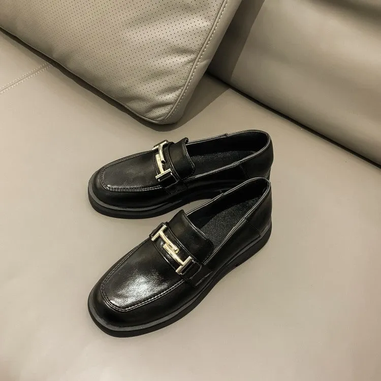 Women's Solid Color Square Toe Metal Decor Slip on Flats Shoes Flat Shoes Vintage