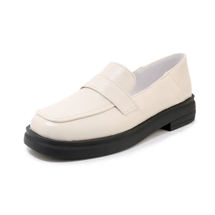 Flat Spring Shoes Women's Solid Color Square Toe Shallow Slip on Platform Flats Shoes