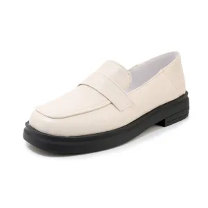 Best Flat Sole Training Shoes Women's Solid Color Square Toe Shallow Slip on Platform Flats Shoes