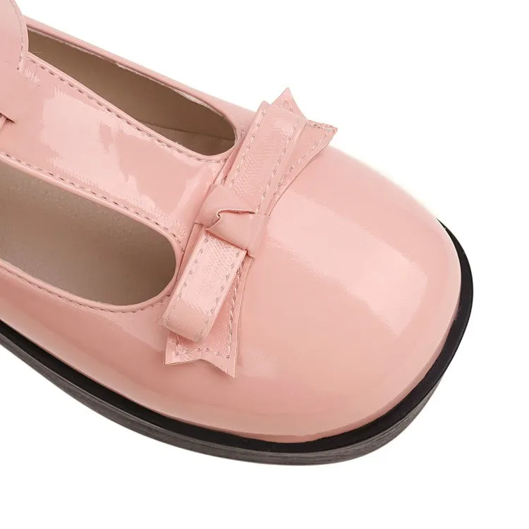 Women's T Strap Bowtie Mary Jane Platform Flats Shoes Tahari Ballet Flat Shoes