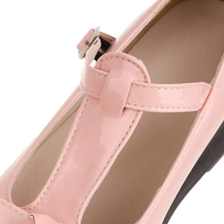 Women's T Strap Bowtie Mary Jane Platform Flats Shoes Running Shoes For Flat Feet