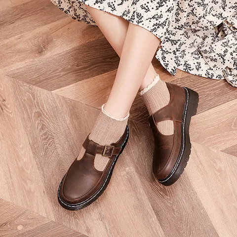 Women's T Strap Buckle Flats Shoes Shoes Cute Flats