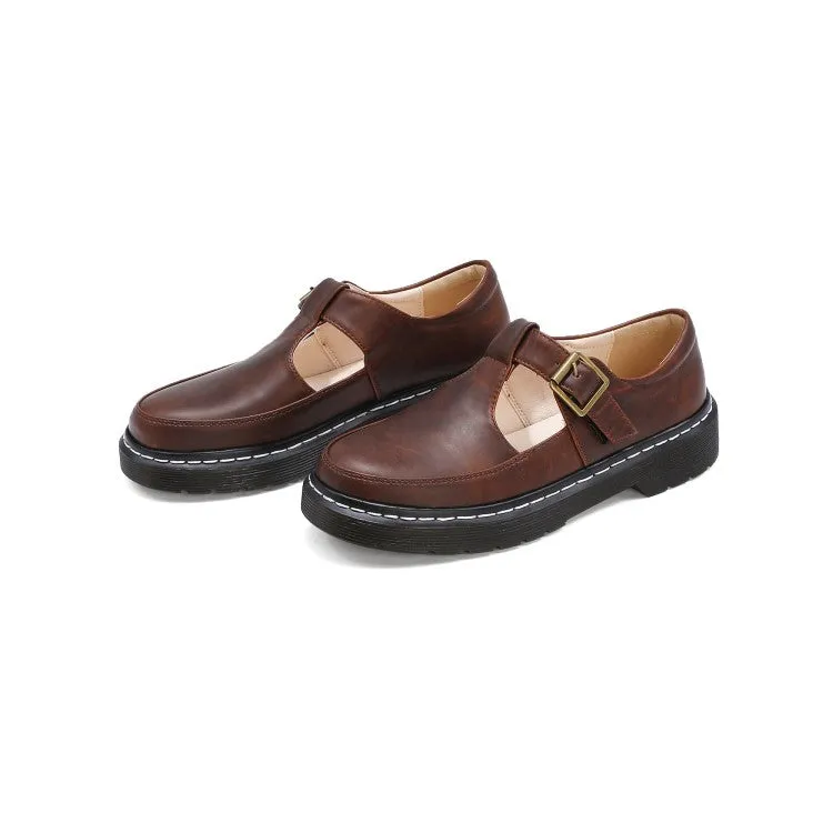 Women's T Strap Buckle Flats Shoes Shoe Cushions For Flat Feet