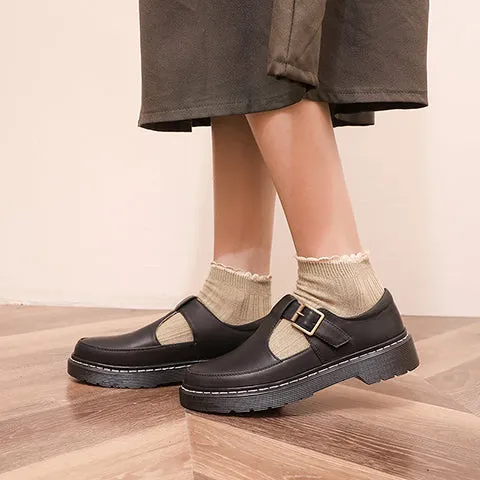 Winter Shoes Women's T Strap Buckle Flats Shoes