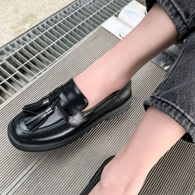 Women's Tassel Platform Slip on Flats Shoes So Flat Shoes