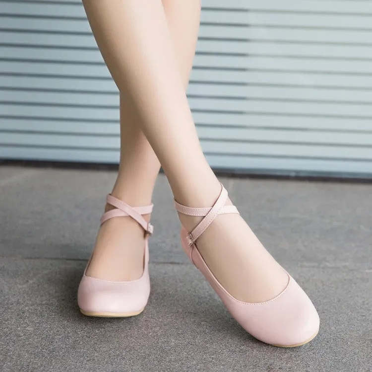 Women's Shallow Crossed Ankle Strap Flats Shoes Flat Shoes Mary Jane