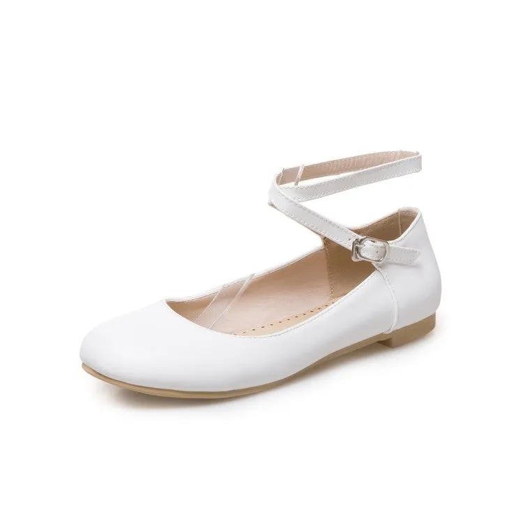 Women's Shallow Crossed Ankle Strap Flats Shoes High End Flats Shoes