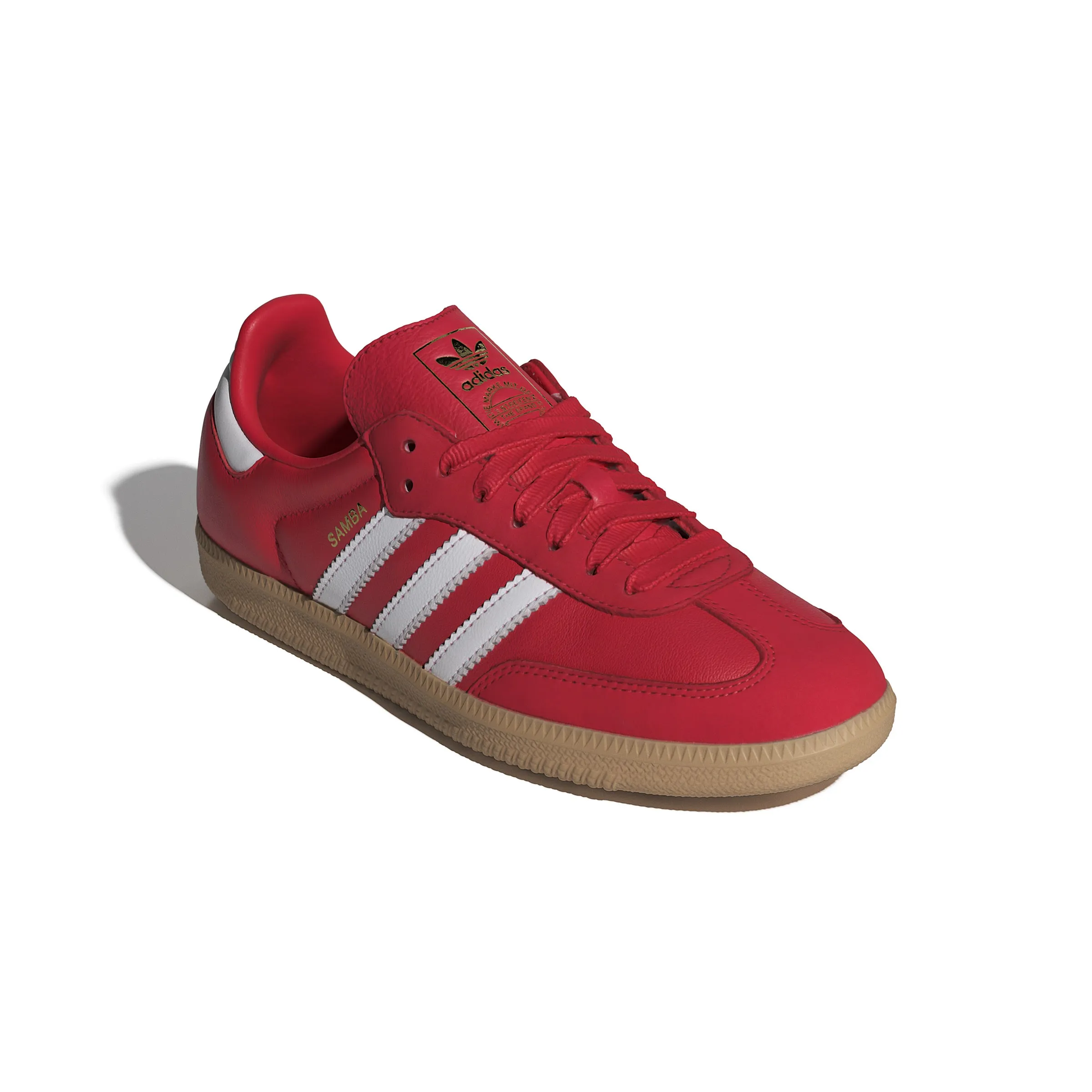 WOMENS SAMBA OG (BETTER SCARLET / CLOUD WHITE / GOLD METALLIC) Adidas Originals Samba Soccer Shoe