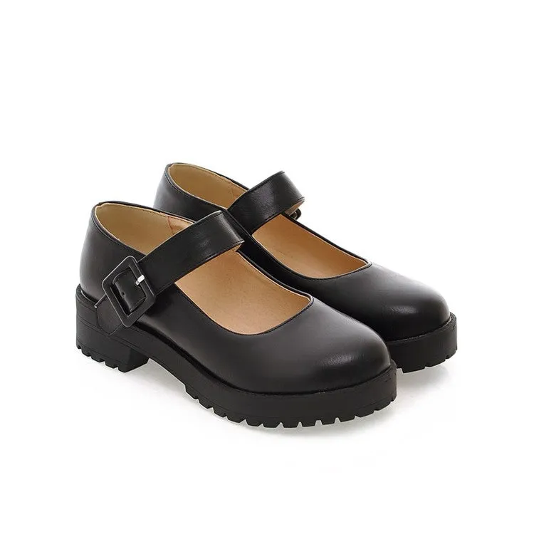 Women's Buckle Mary Jane Pumps Flats Shoes Flat Shoes Photos