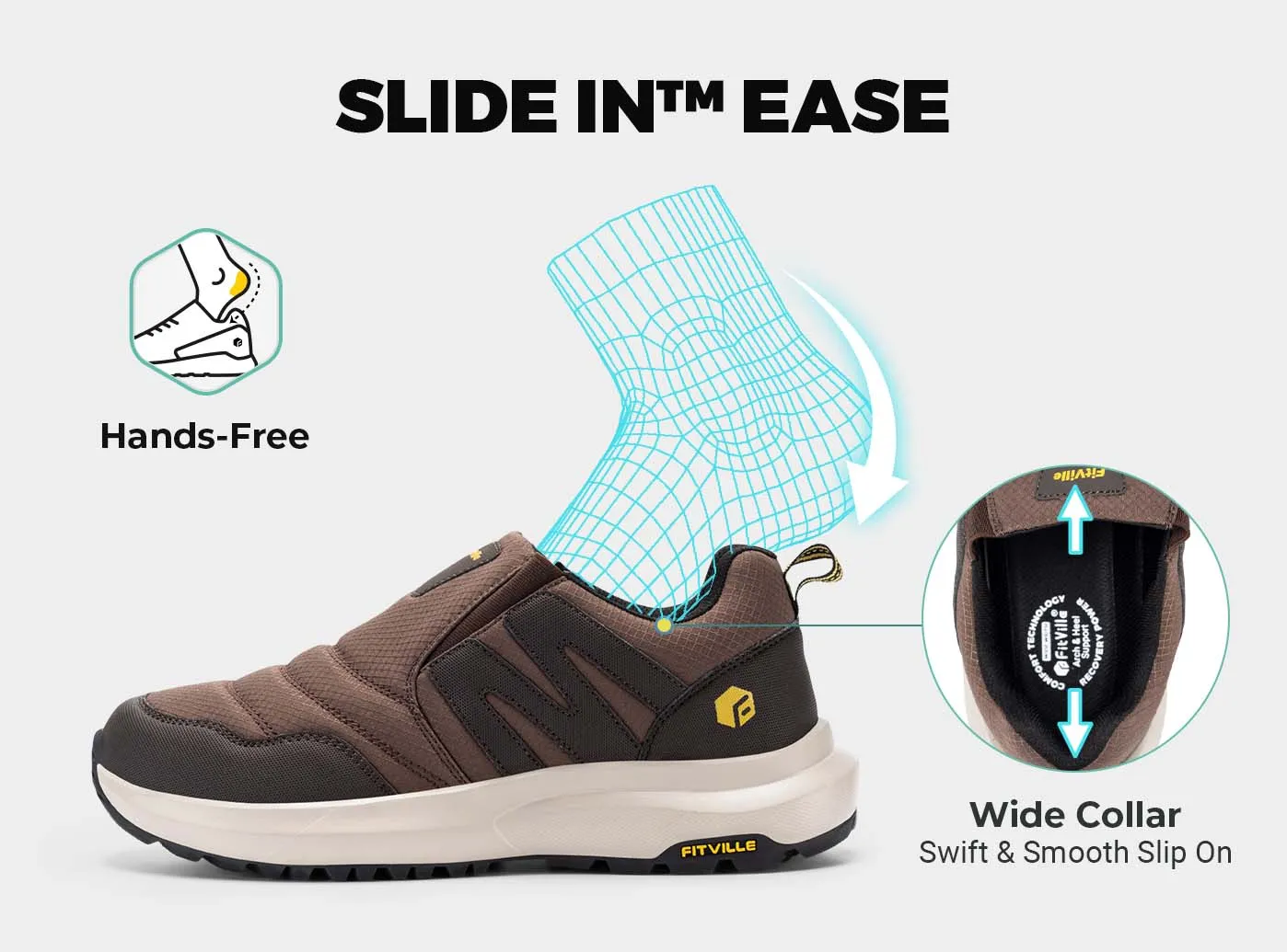 FitVille Men's Explorer Outdoor Slip-On V2 Sturdy Flat Shoes