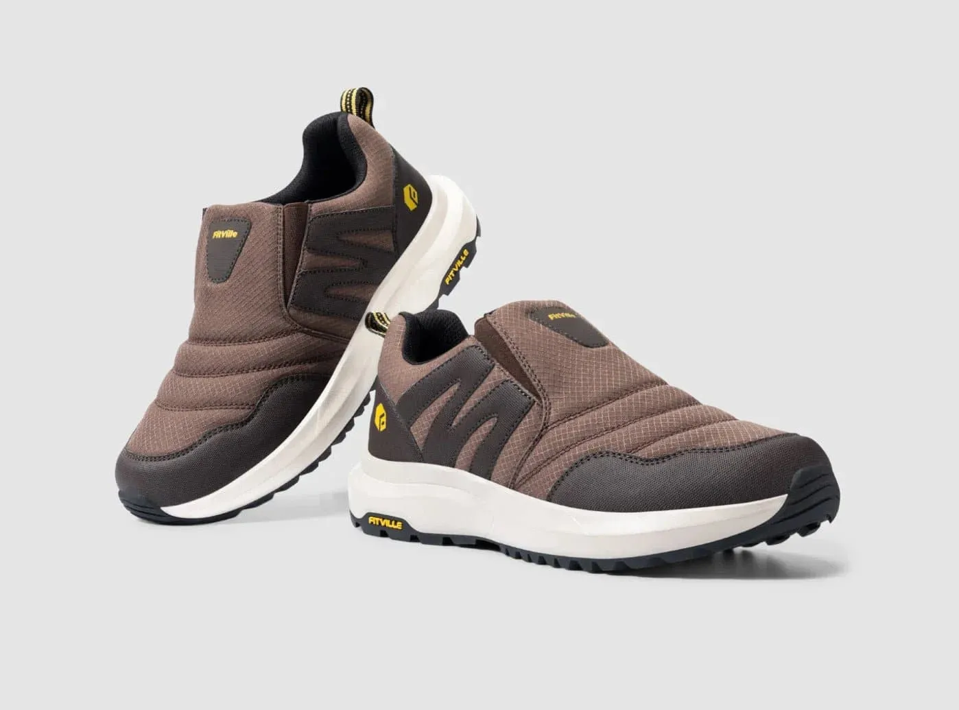 Black Leather Flat Shoes FitVille Men's Explorer Outdoor Slip-On V2