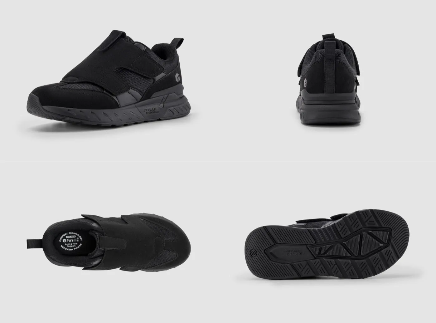 FitVille Men's Rebound Core Walking Shoes V10 Patent Leather Flat Shoes